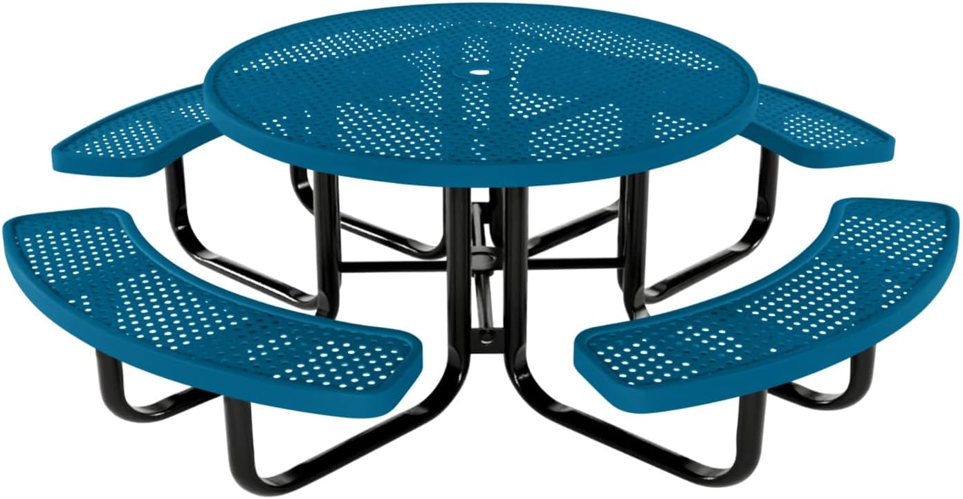 Coated Outdoor Furniture Heavy-Duty Portable Outdoor Kids Table with Umbrella Hole, Punched Steel