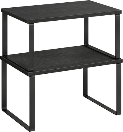 SONGMICS Cabinet Organizer Shelf, Set of 2 Kitchen Counter Shelves, Kitchen Storage, Spice Rack