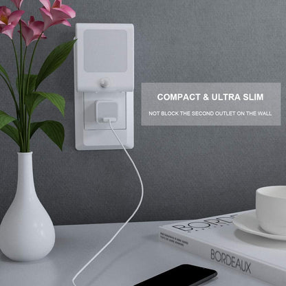 MAZ-TEK Plug in Motion Sensor Lights with Adjustable Brightness,Warm White Motion Activated Led