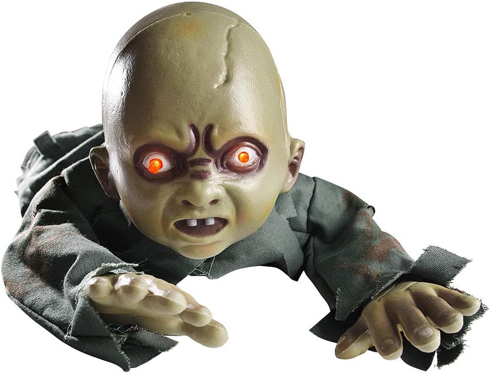 AW Halloween Animated Decoration Crawling Baby Zombie Scary Sound Sensor Activated Ghost Baby Doll