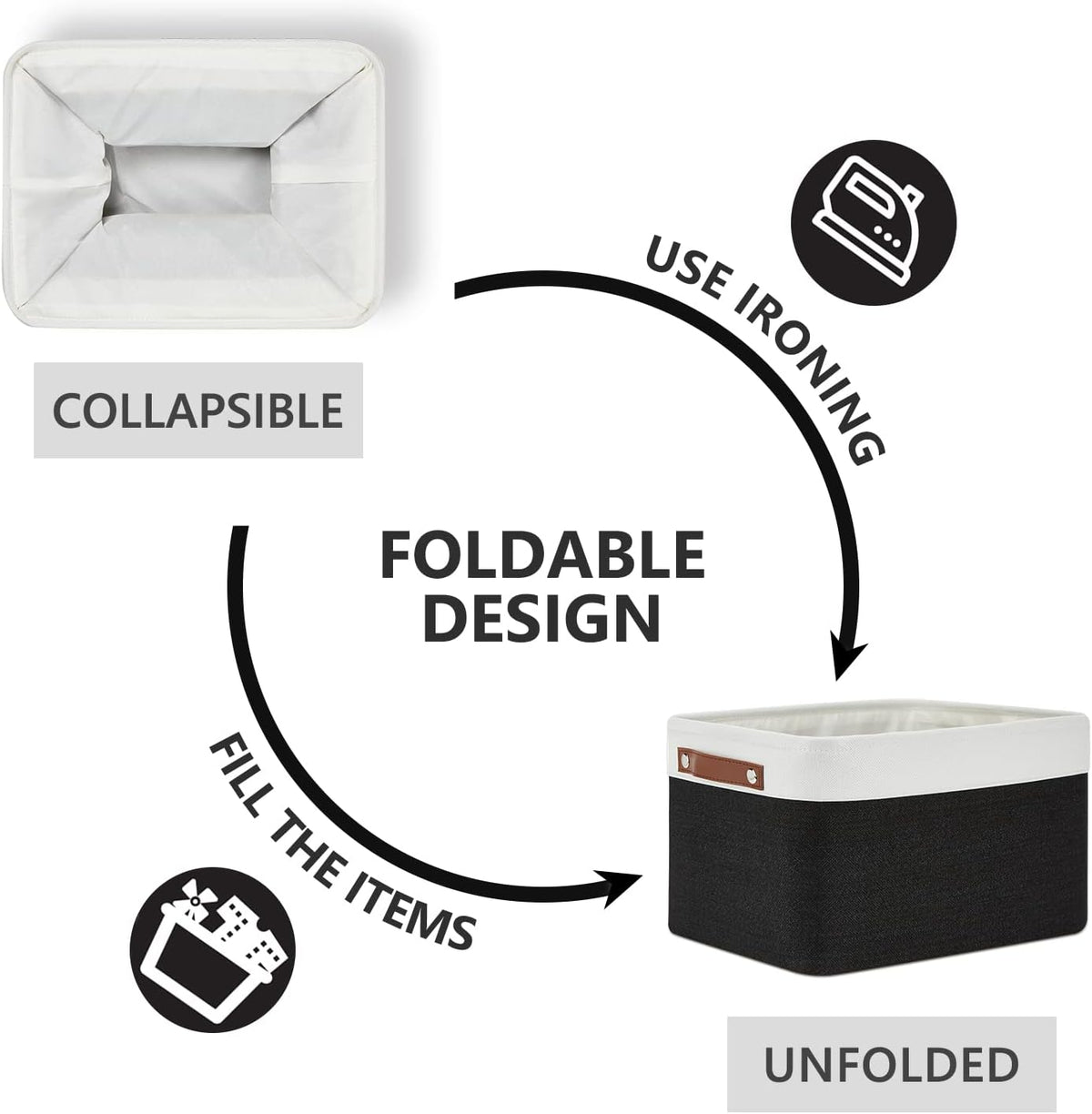 DULLEMELO Canvas Storage Bin with Handles, Fabric Bins for Shelves, Bedroom, Office,Nursery,Fabric