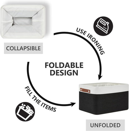 DULLEMELO Canvas Storage Bin with Handles, Fabric Bins for Shelves, Bedroom, Office,Nursery,Fabric