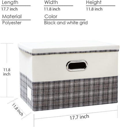 PRANDOM Large Collapsible Storage Bins with Lids [3-Pack] Fabric Foldable Storage Boxes Organizer