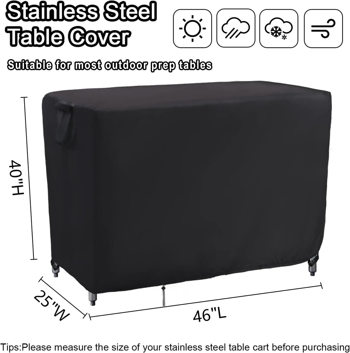 Kingling Grill Cart Cover, Waterproof Outdoor Prep Table Cover 46 Inch Stainless Steel Outdoor