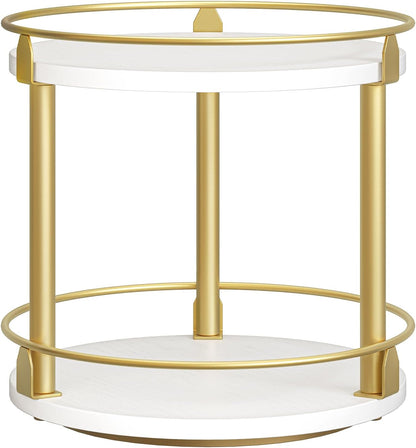 Lazy Susan Organizer, Rotating Spice Rack, 2 Tier Spice Turntable Organizer, Industrial Turntable