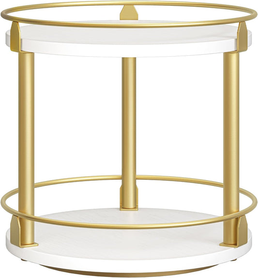 Lazy Susan Organizer, Rotating Spice Rack, 2 Tier Spice Turntable Organizer, Industrial Turntable
