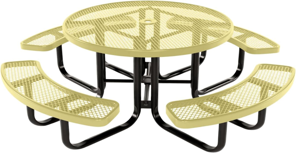 Heavy-Duty Portable Outdoor Kids Table with Umbrella Hole, Expanded Metal Kids Picnic Table