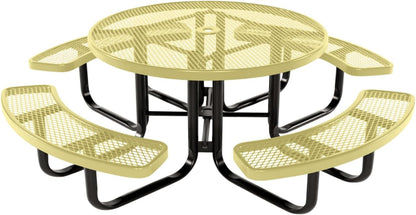 Heavy-Duty Portable Outdoor Kids Table with Umbrella Hole, Expanded Metal Kids Picnic Table