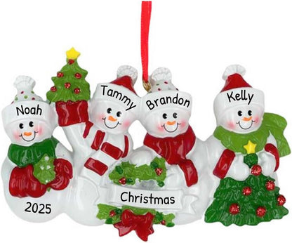 3D Winter Snowman Family of 4 Christmas Ornament 2025 Personalized Family Christmas Ornaments 2025