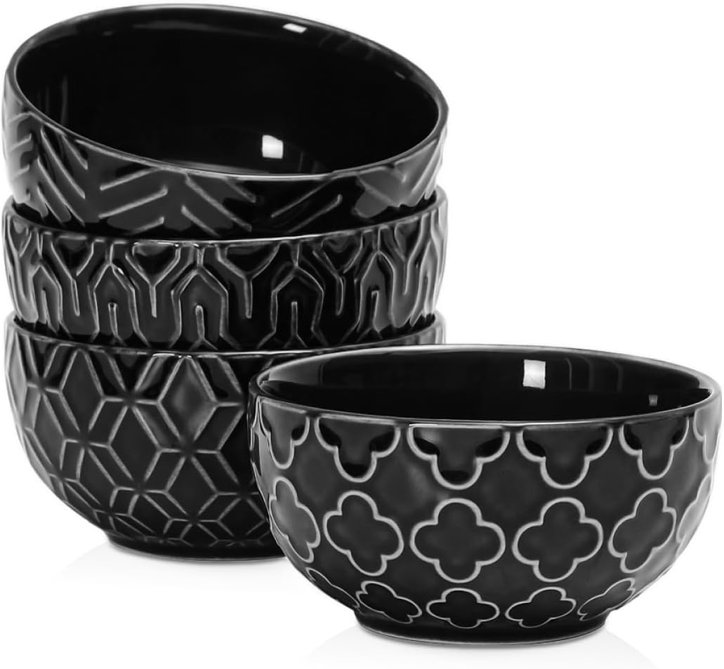 Sureasy Small Bowls 4 OZ, 3.5 Inch Dipping Bowls, Ceramic Embossed Mini Bowl for Side Dishes