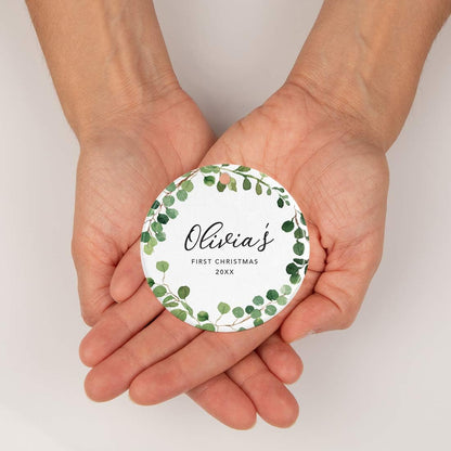 Andaz Press Personalized Round Ceramic Porcelain Christmas Tree Ornament Keepsake Collectible New