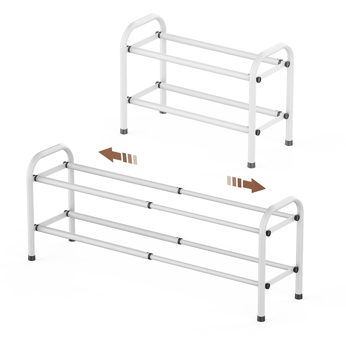 Gonfoam Expandable 2-Tier Shoe Rack for Closet and Entryway, White