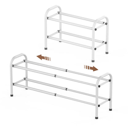 Gonfoam Expandable 2-Tier Shoe Rack for Closet and Entryway, White