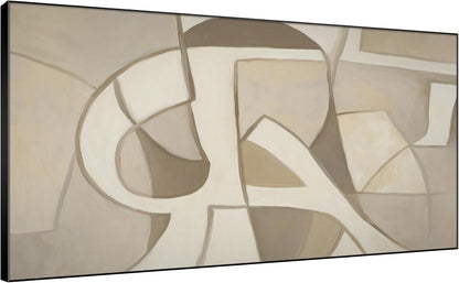 SIGNWIN 24"x46" Extra Large Framed Wall Art Neutral Abstract Geometric in Mid-Century Style