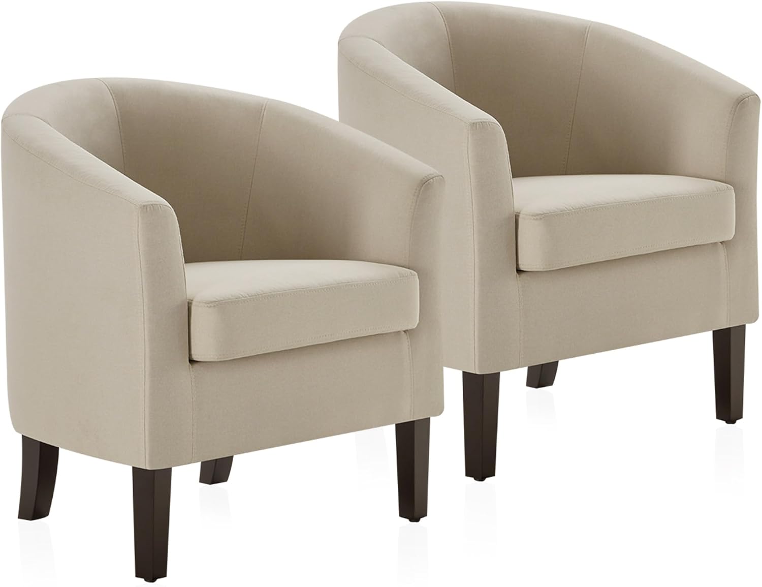 BELLEZE Accent Barrel Chair, Set of 2 Faux Leather Round Club Tub Sofa Corner Chair with Flared