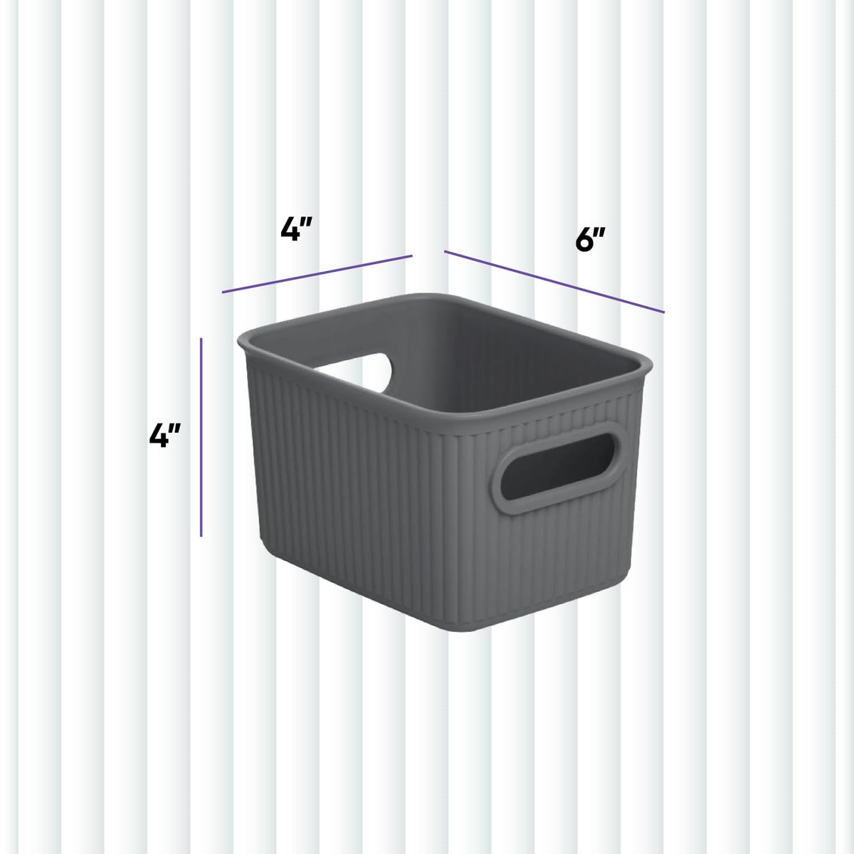 Superio Decorative Plastic Basket Open Home Storage Bins Organizer Baskets, Small, Grey (8 Pack)