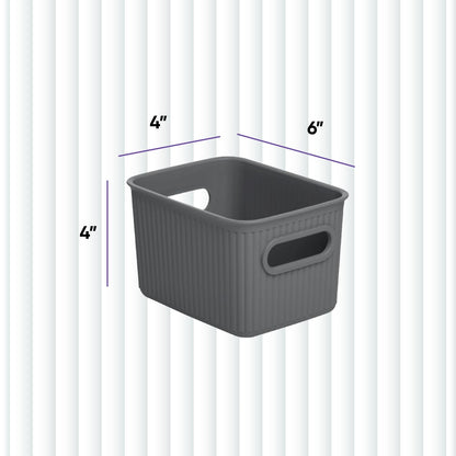 Superio Decorative Plastic Basket Open Home Storage Bins Organizer Baskets, Small, Grey (8 Pack)