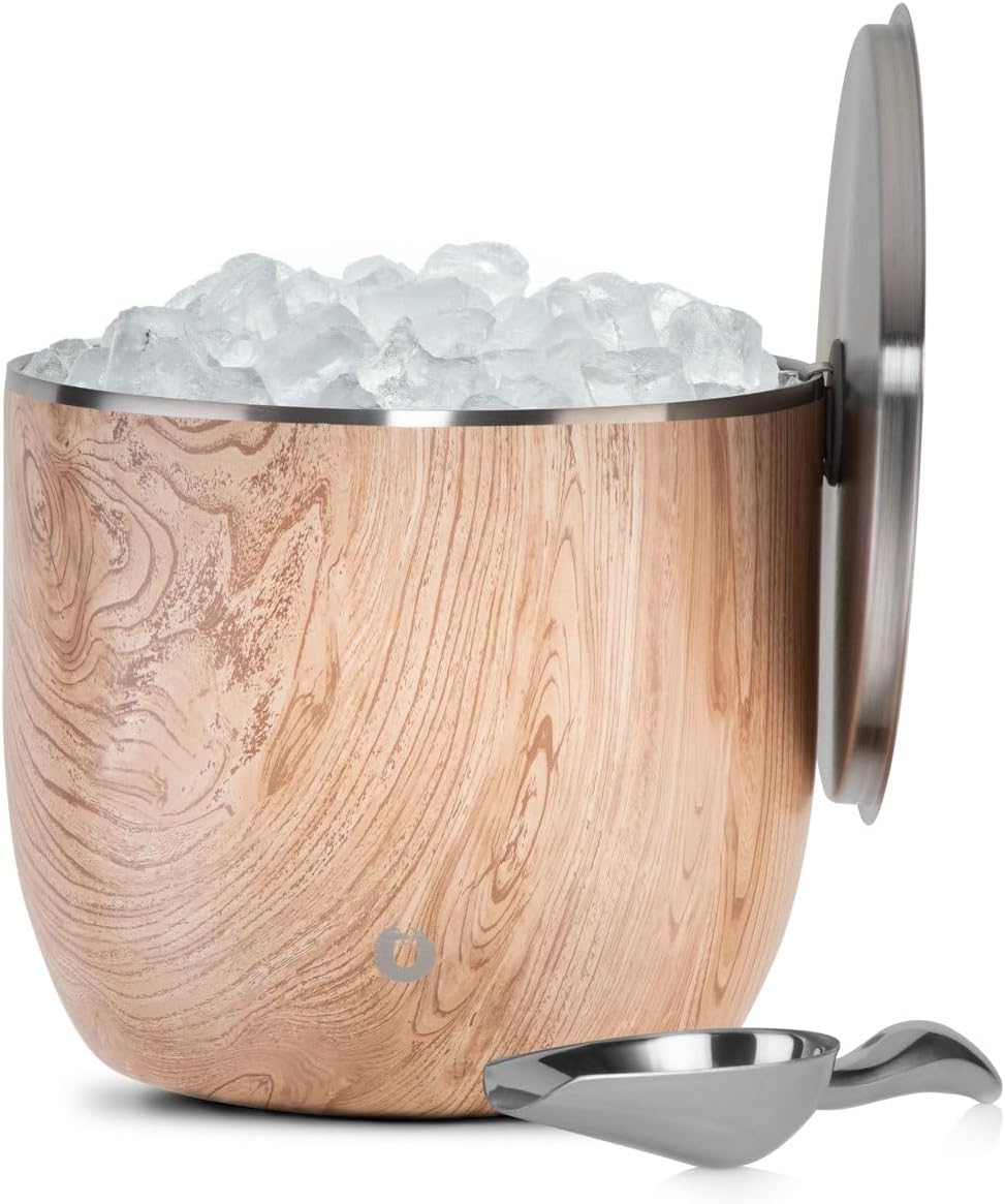 SNOWFOX XL Premium Vacuum Insulated Double Wall Stainless Steel Ice Bucket with Lid/Scoop, Bar