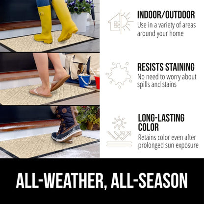 GORILLA GRIP 100% Waterproof All-Season WeatherMax Doormat, 47x35, US Designed Natural Rubber