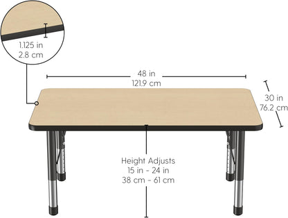 FDP Rectangle Activity School and Classroom Kids Table (30 x 48 inch), Chunky Toddler Legs
