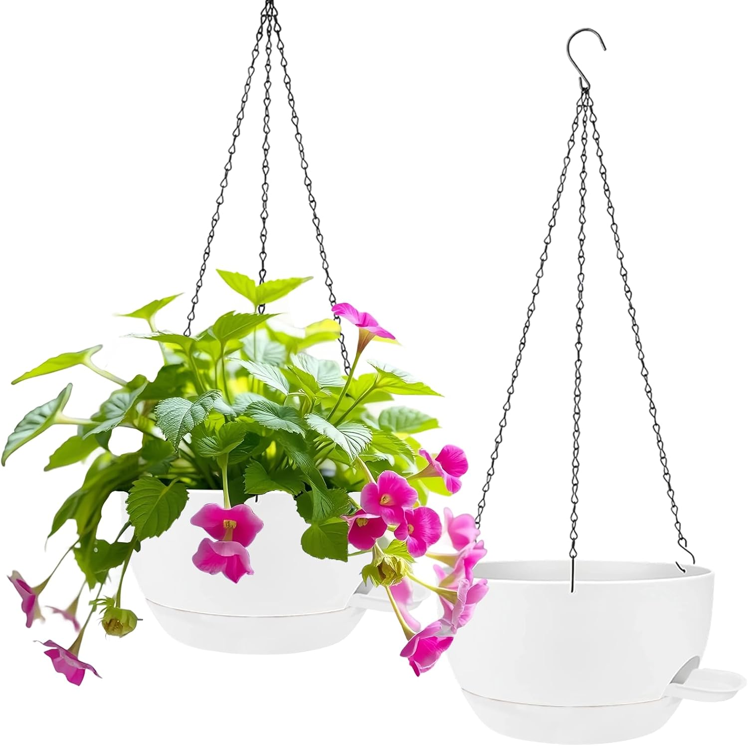 2 Pack Hanging Planters for Indoor Outdoor Plants, 8 Inch Self Watering Hanging Pot with Drainage