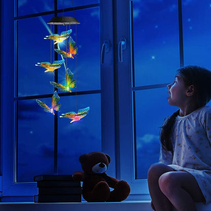 Toodour Solar Wind Chime, Color Changing Wind Chimes Butterfly, LED Decorative Mobile, Gifts for