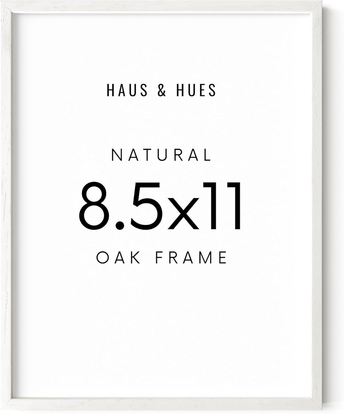 HAUS AND HUES White Oak Wood 8.5x11 Picture Frame - Modern Wood Wall Art Display - Lightweight
