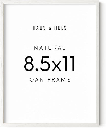 HAUS AND HUES White Oak Wood 8.5x11 Picture Frame - Modern Wood Wall Art Display - Lightweight