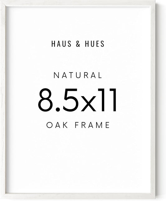 HAUS AND HUES White Oak Wood 8.5x11 Picture Frame - Modern Wood Wall Art Display - Lightweight