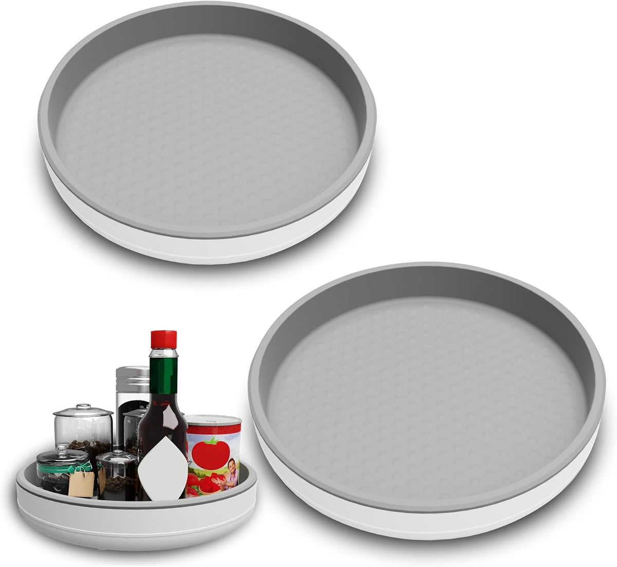2 Pack 10 Inch Non-Skid Lazy Susan Turntable Organizers - Spinning Rack for Pantry Organization and