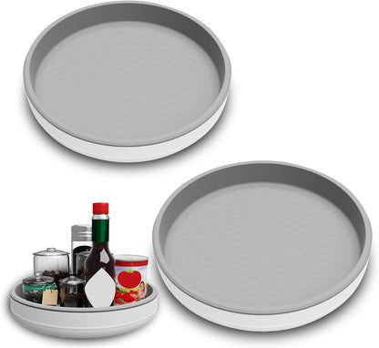 2 Pack 10 Inch Non-Skid Lazy Susan Turntable Organizers - Spinning Rack for Pantry Organization and