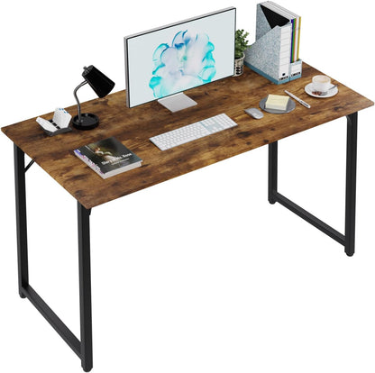 PayLessHere | 47 Inch Computer Desk | Brown | Office Desk with Metal Frame, Adjustable Feet |