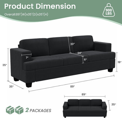 3 Pieces Corduroy Couch Set for Living Room, 8 Seats Cloud Sofa, Deep Seat Floor Couch for Bedroom