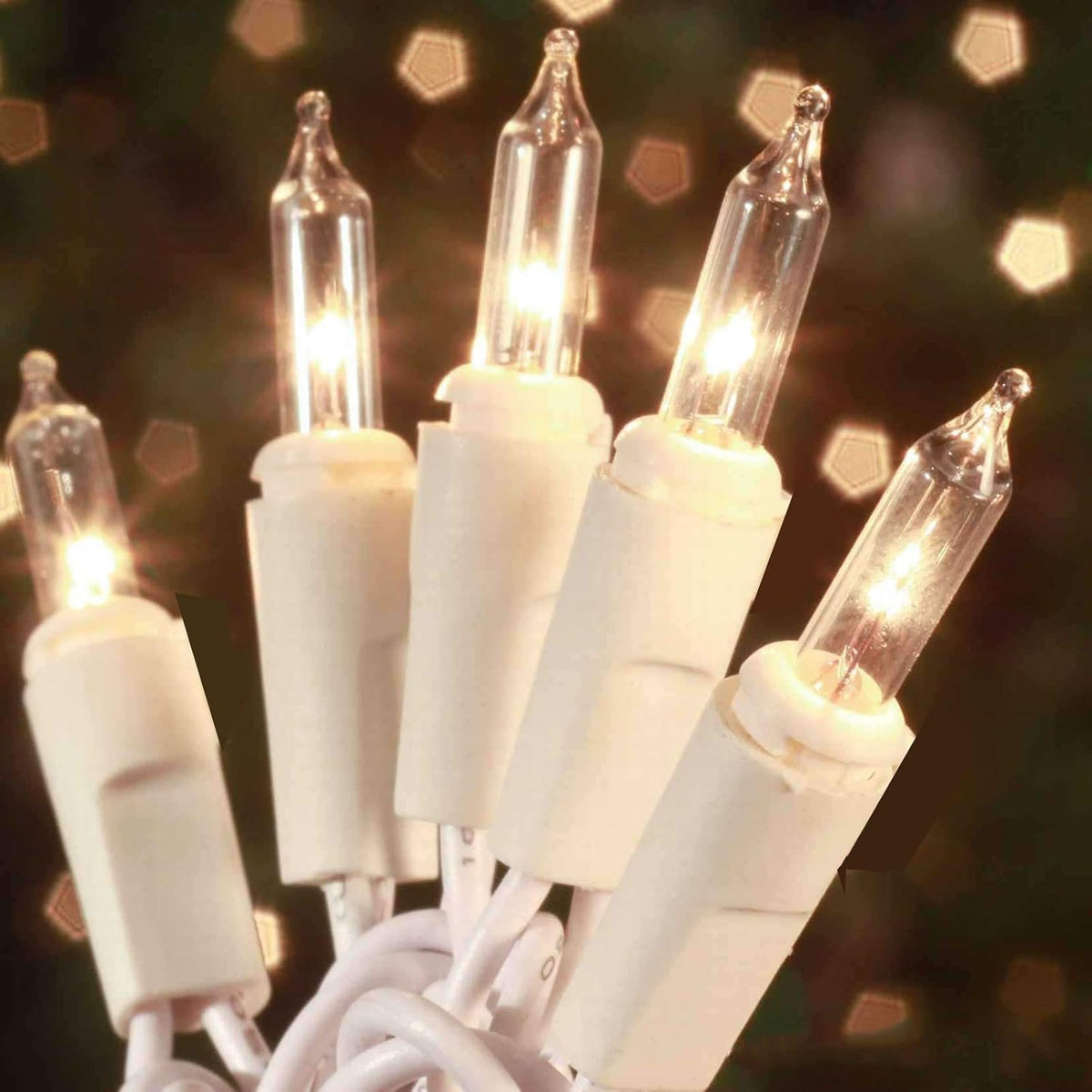 Christmas Lights 100 Count Mini Clear Lights 21ft White Wire Christmas Tree String Lights Set for