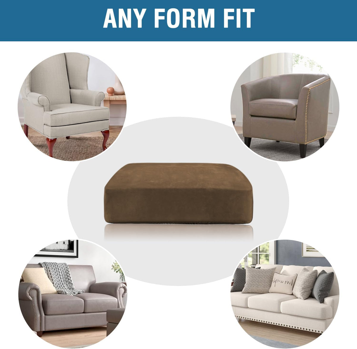 H.VERSAILTEX Velvet Stretch Couch Cushion Cover Plush Cushion Slipcover for Chair Loveseat Sofa