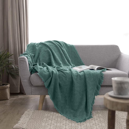 Simple&Opulence 100% Cotton Throw Blanket for Bed, Couch, Boho Luxury Geometric Knit Woven Blanket