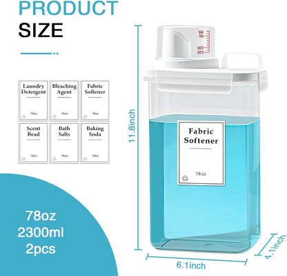 2 Pack Laundry Detergent Dispenser, 78oz Detergent Dispenser, Refluxable Laundry Detergent