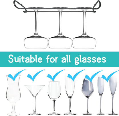 10 Inch Wine Glass Rack Under Cabinet Shelf Stemware Storage Hanging Hanger Organizer Glasses
