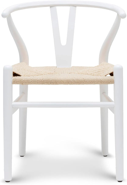 POLY & BARK Weave Dining Chair – Mid-Century Modern Wishbone Dining Chair with Arms, Solid Wood