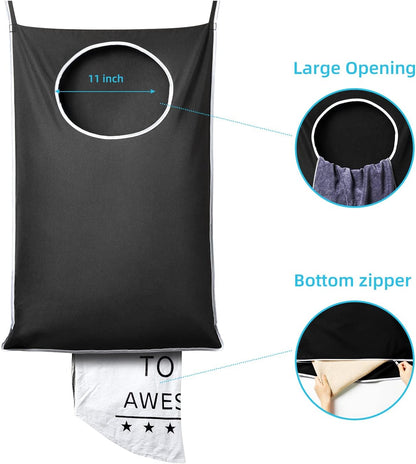 KEEPJOY XL Black Door Hanging Laundry Hamper, Large Size 36.5X22.5 inch Hanging Laundry Bag with