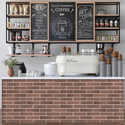 100 Vintage Brown/Red Faux Brick Wall Tiles, 3D Thin Brick Veneers for Bedroom, Bathroom, Kitchen