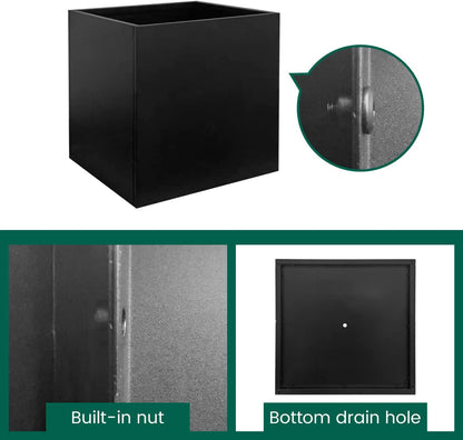 Galvanized Steel Planter Box Black Metal Planter Large Square Indoor Outdoor Planters Cube Steel