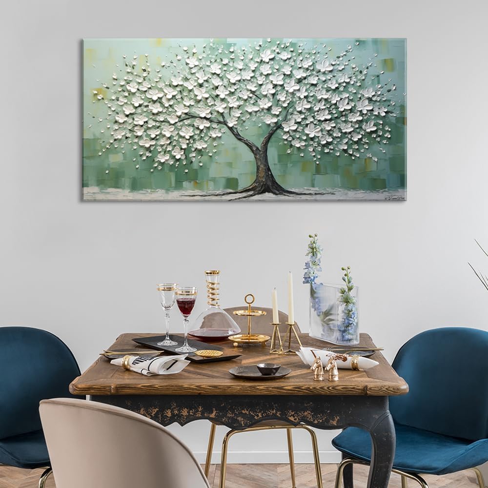 LASMOND Turquoise Tree of Life Wall Art for Living Room Canvas Prints Artwork Modern Abstract