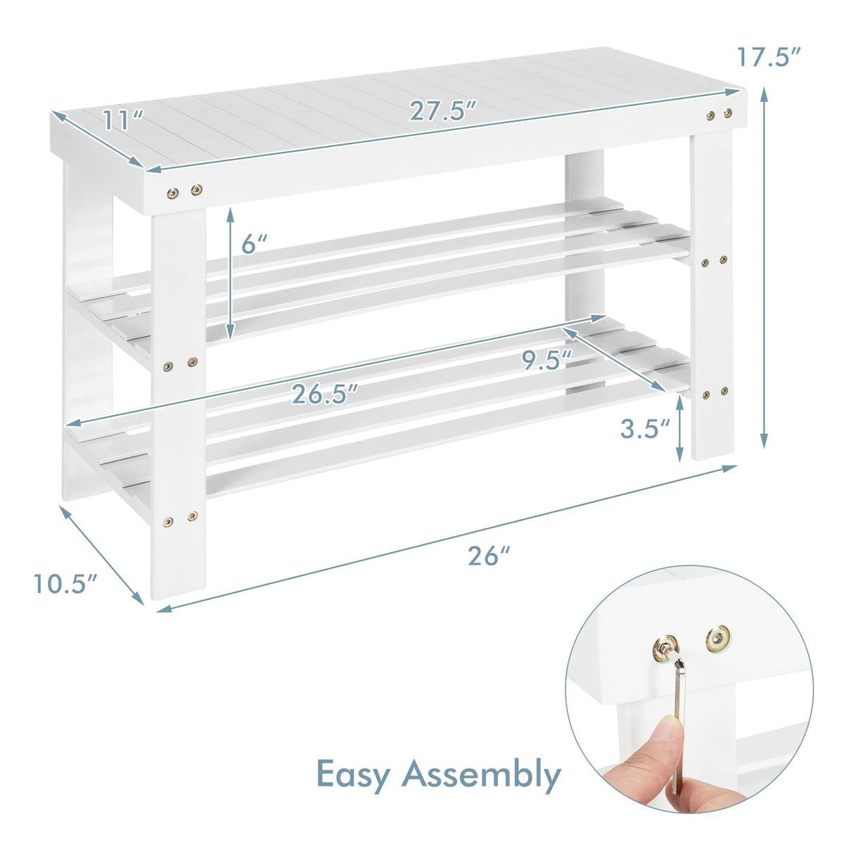 COSTWAY Bamboo Shoe Rack Bench 3-Tier Free Standing Wood Shoe Storage Organizer Shelf Holder Home
