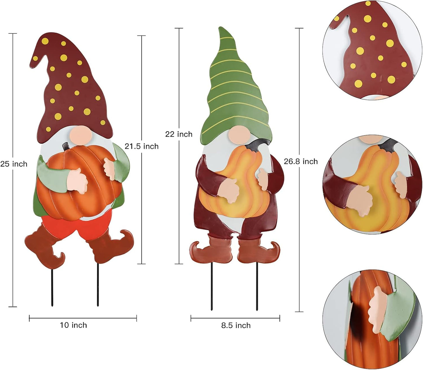 YEAHOME Fall Decorations for Home Outdoor, 2 Pack 25" Decorative Garden Stakes with Gnomes Pumpkin