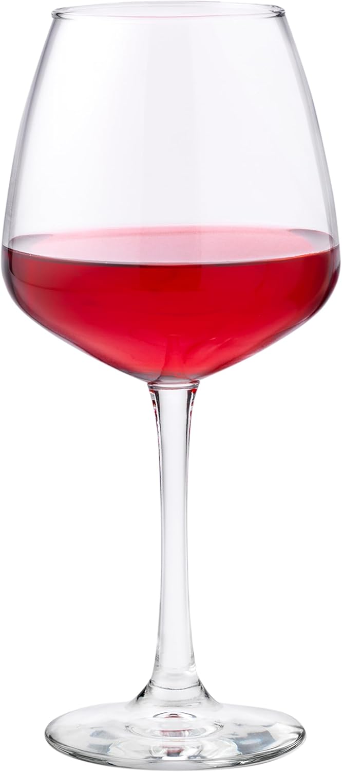 Libbey Vina Diamond Balloon Wine Glasses Set, Unique Angular Red Wine Glasses Set of 12, Large