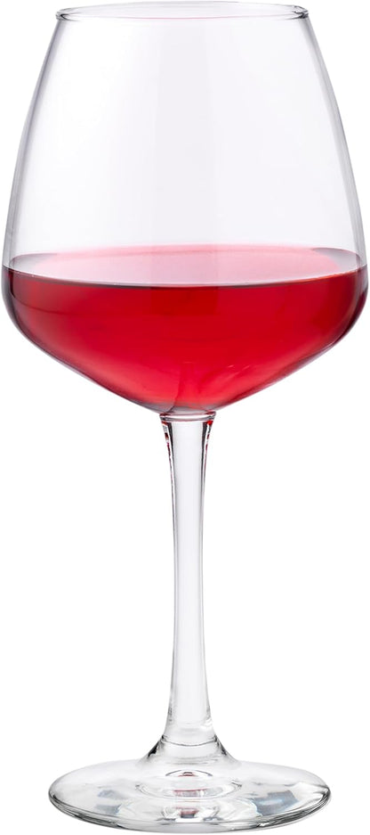 Libbey Vina Diamond Balloon Wine Glasses Set, Unique Angular Red Wine Glasses Set of 12, Large