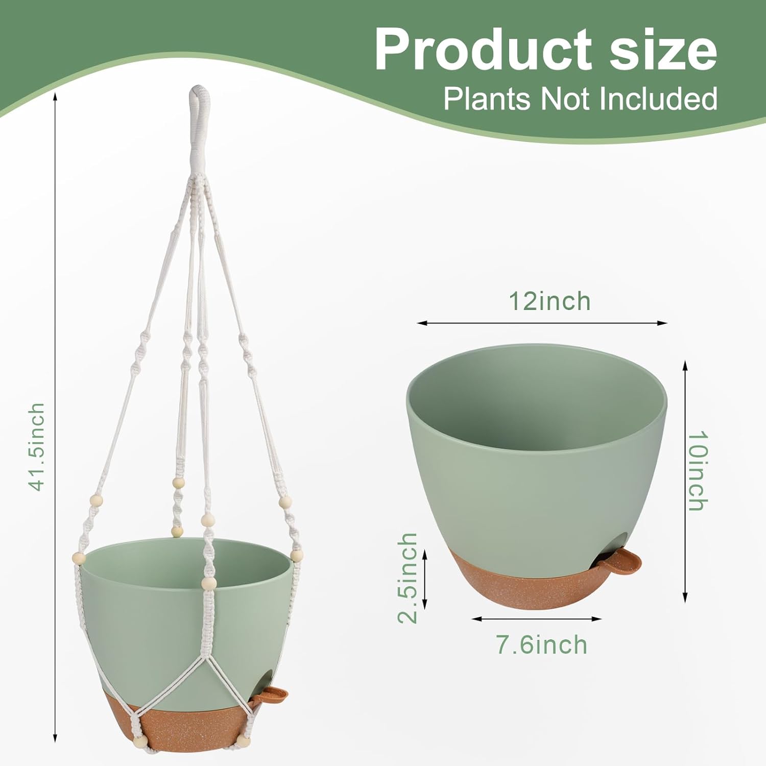 41.5 Inch Macrame Plant Hanger Indoor Outdoor with 12 Inch Flower Pot, Hanging Planter for Plants
