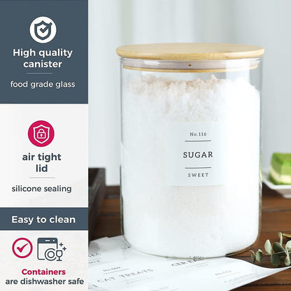 Large Glass Flour and Sugar Containers Jars with Bamboo Airtight Lid - 100 Fl Oz (3000ml) with