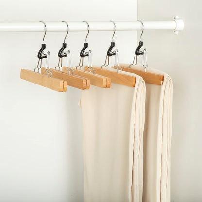 Amazon Basics Wooden Pants Hangers Closet Organizer, Natural, 20-Pack